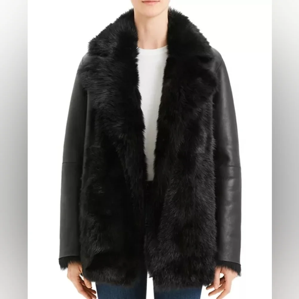 Theory Toscana Reversible Shearling and Leather Coat P Like New - Picture 1 of 8